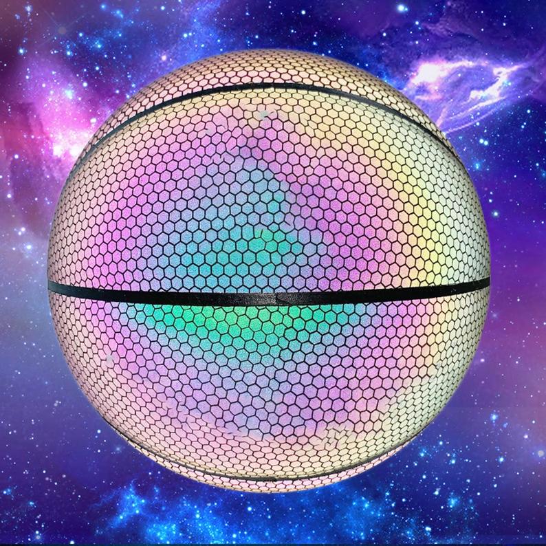 Reflective Rainbow Basketball made out of holographic garments by ReflectiveClo