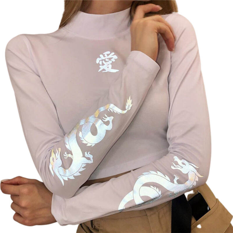 Crop Top with Reflective Dragons