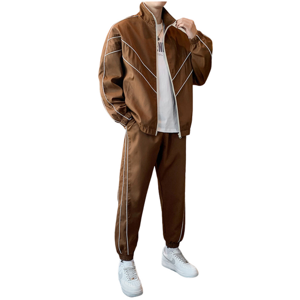 Reflective Stripes Tracksuit - Brown