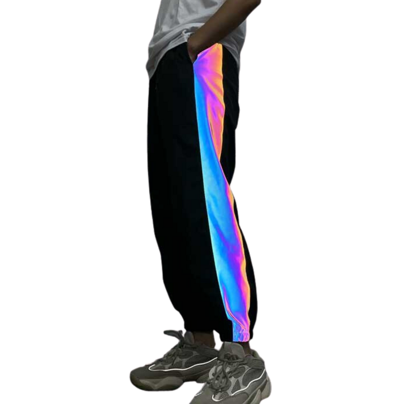 Black Jogger with Holographic Stripes