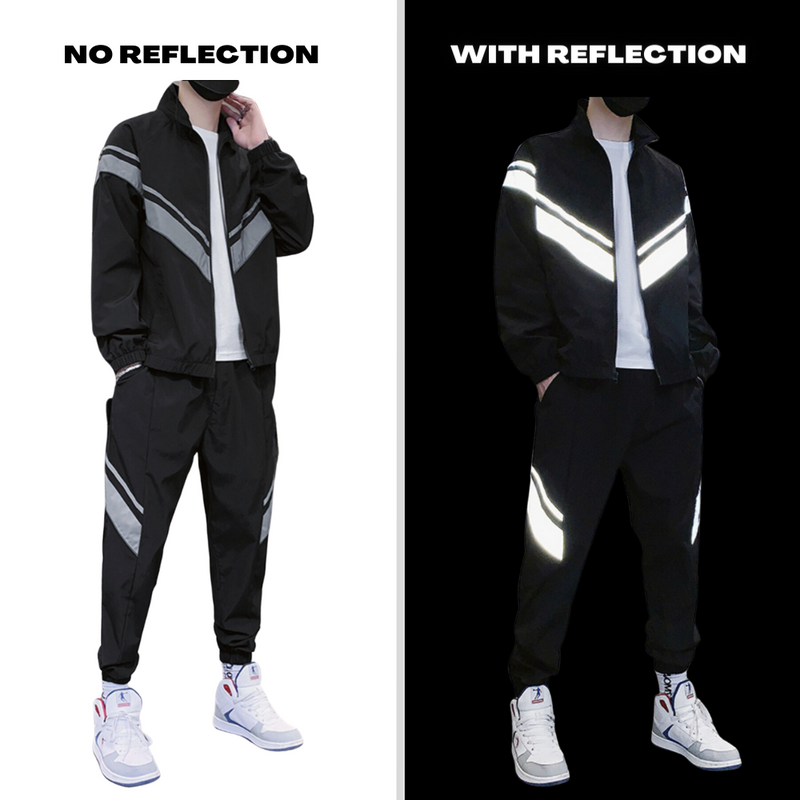 Black Tracksuit with Reflective Stripes