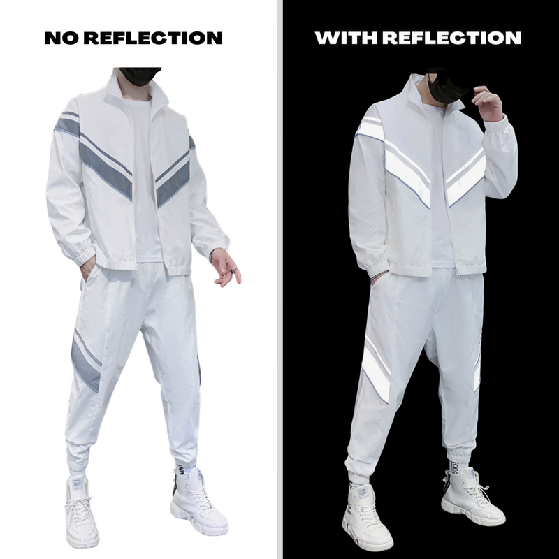 White Tracksuit with Reflective Stripes