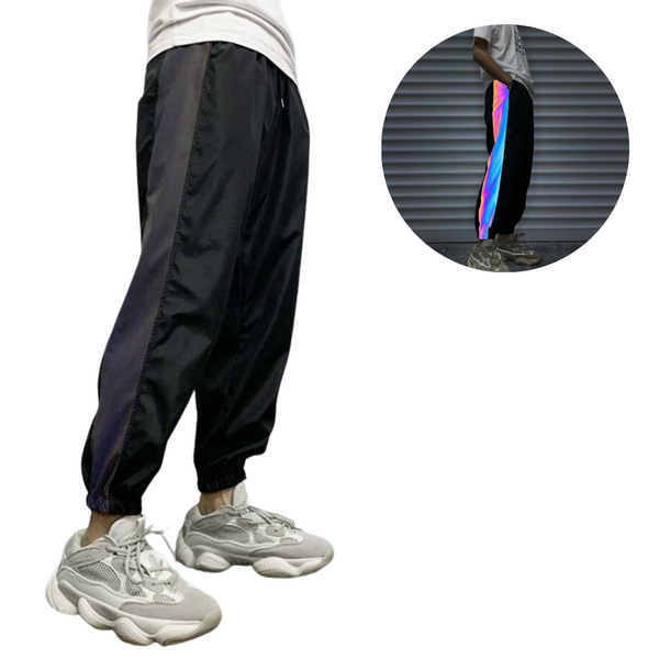 Black Jogger with Holographic Stripes