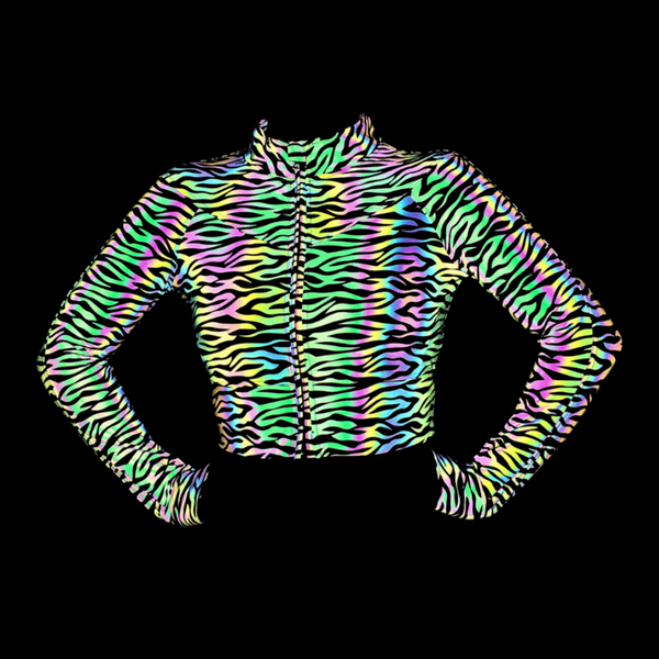 Holographic Cropped Track Jacket "Wavy"