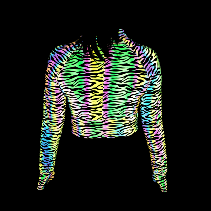 Holographic Cropped Track Jacket "Wavy"