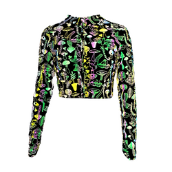 Holographic Cropped Track Jacket "Shrooms"