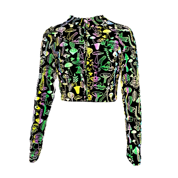 Holographic Cropped Track Jacket "Shrooms"