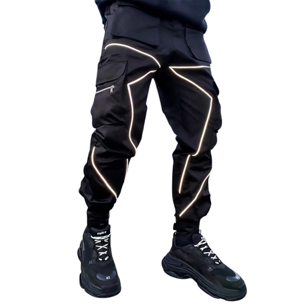 Techwear Pants with Reflective Stripes
