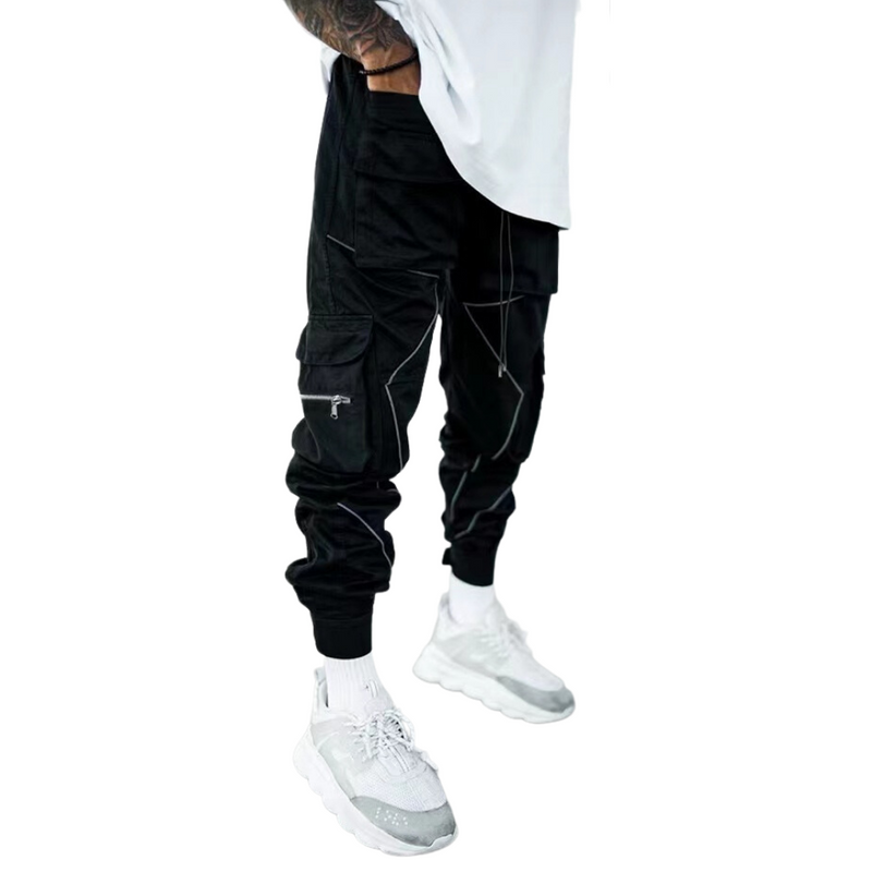 Techwear Pants with Reflective Stripes