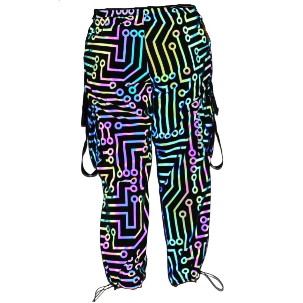 Holographic Reflective Women's Unique circuit Pattern Pants, Psychedelic  Multi-pocket Pants, Rave Outfit Concert Clothing -  Canada