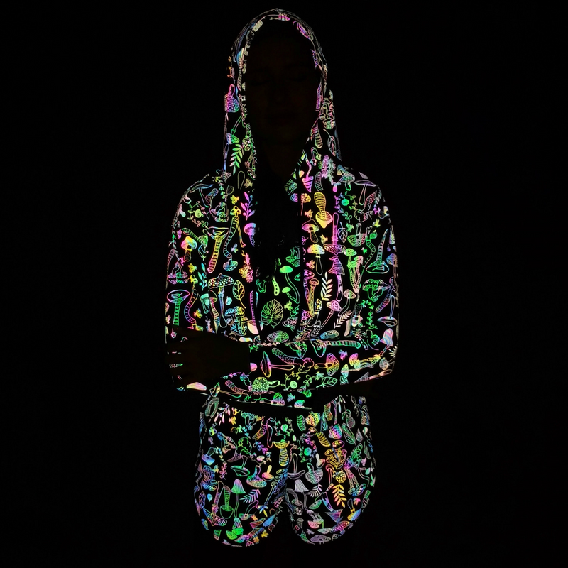 Holographic Cropped Hoodie "Shrooms"