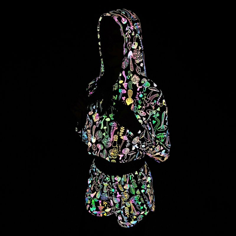 Holographic Cropped Hoodie "Shrooms"