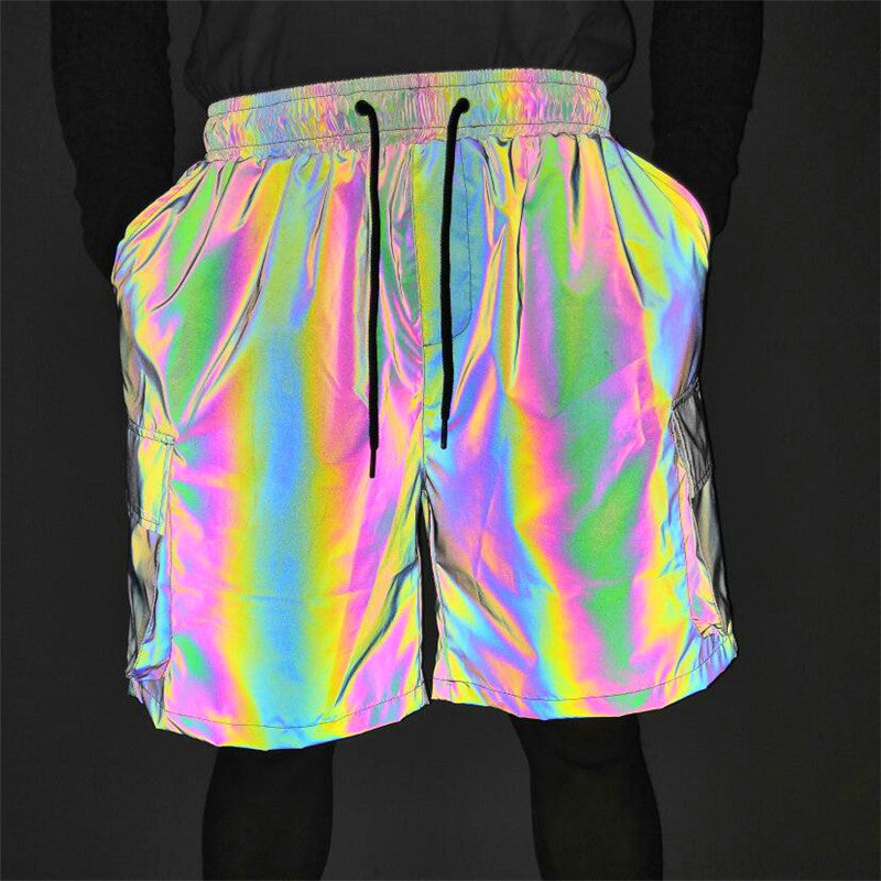 Holographic Shorts with Side Pockets
