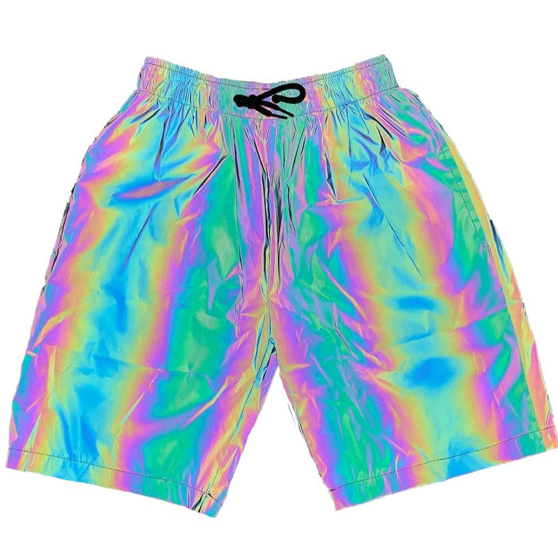 Holographic Men's Reflective Rainbow Pants, Reflective Cargo Pants,  Psychedelic Multi-pocket Pants, Rave Outfit Concert Clothing 