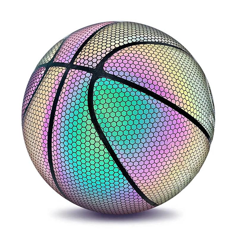 Holographic Basketball Reflecting Glow in the dark Rainbow Pattern Basketball