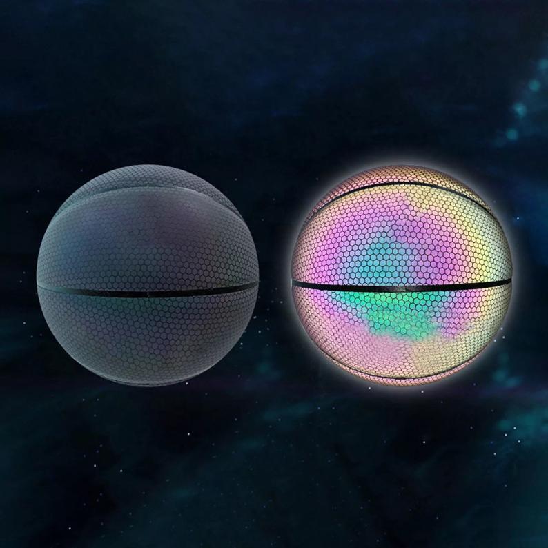 Glowing Basketball Glow in the dark reflecting shiny holographic rainbow