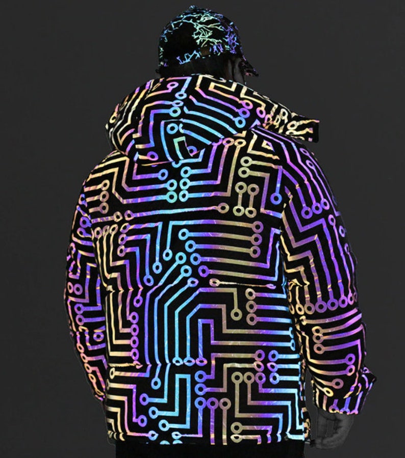 Holographic Puffer Jacket "Circuit"