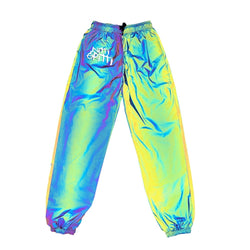 Nitti Gritti Reflective Holographic Logo Pants DJ Nitti Gritti Merch Clothes Apparel Rainbow Pants