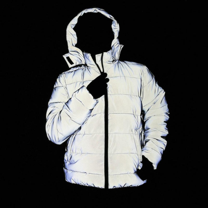 reflective puffer jacket detachable hood